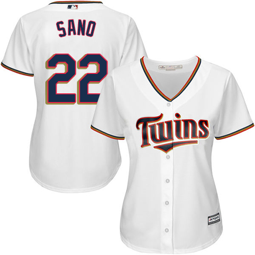 Twins #22 Miguel Sano White Home Women's Stitched MLB Jersey - Click Image to Close